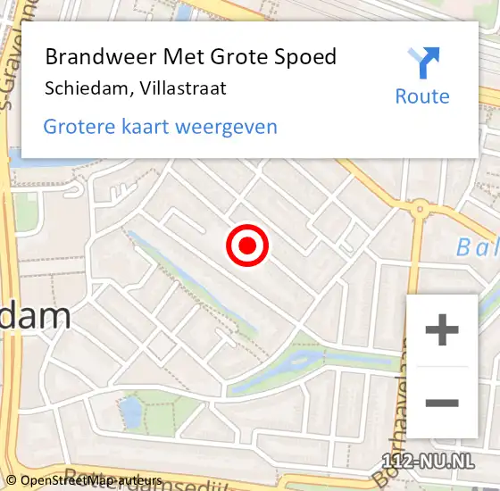 Locatie op kaart van de 112 melding: Brandweer Met Grote Spoed Naar Schiedam, Villastraat op 12 september 2023 15:25