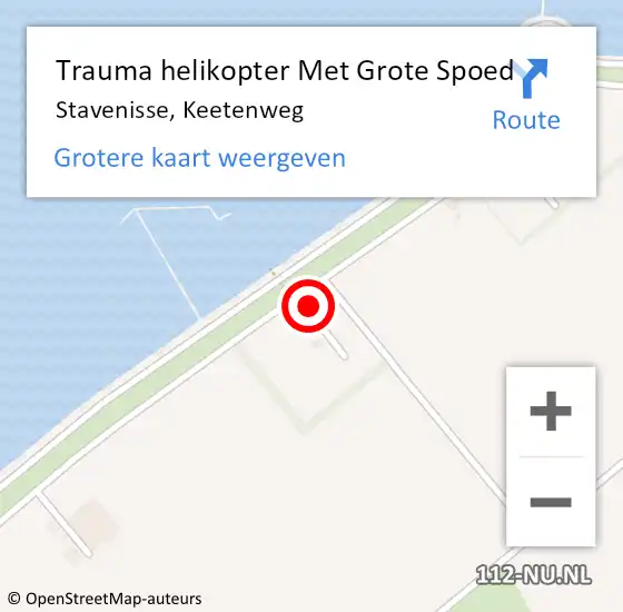 Locatie op kaart van de 112 melding: Trauma helikopter Met Grote Spoed Naar Stavenisse, Keetenweg op 12 september 2023 16:12