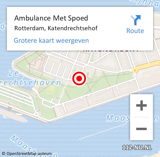 Locatie op kaart van de 112 melding: Ambulance Met Spoed Naar Rotterdam, Katendrechtsehof op 12 september 2023 16:26