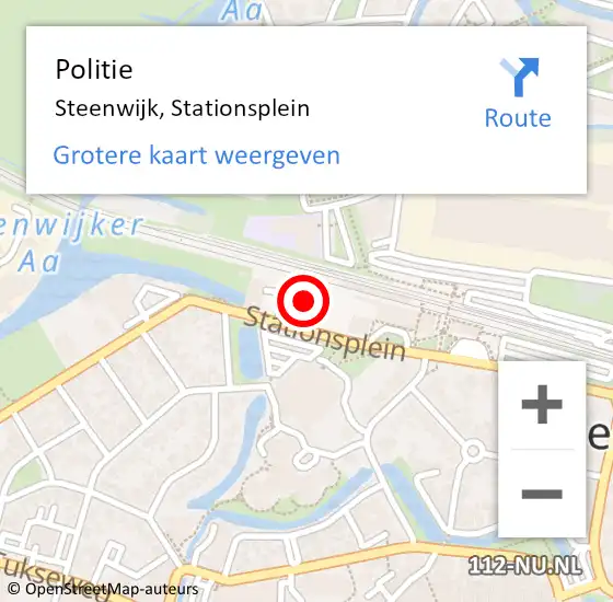 Locatie op kaart van de 112 melding: Politie Steenwijk, Stationsplein op 12 september 2023 17:07