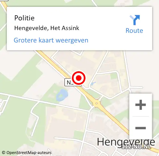 Locatie op kaart van de 112 melding: Politie Hengevelde, Het Assink op 12 september 2023 17:16