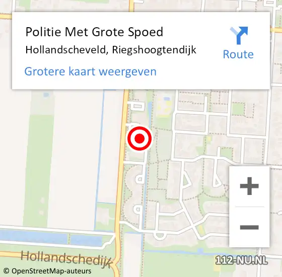 Locatie op kaart van de 112 melding: Politie Met Grote Spoed Naar Hollandscheveld, Riegshoogtendijk op 12 september 2023 17:28