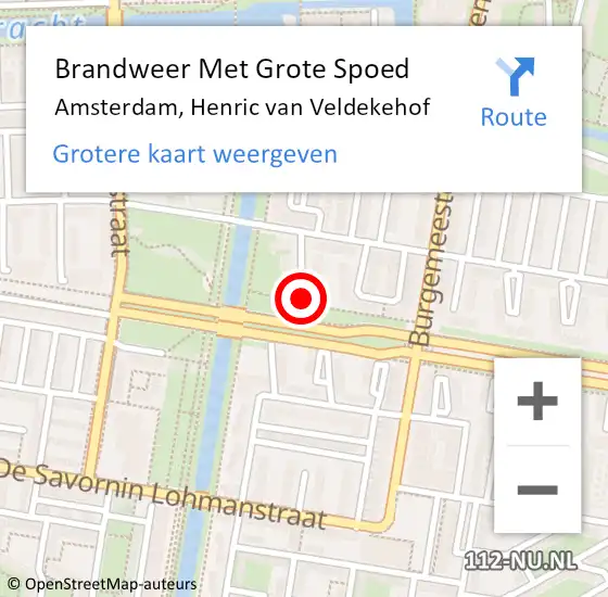 Locatie op kaart van de 112 melding: Brandweer Met Grote Spoed Naar Amsterdam, Henric van Veldekehof op 12 september 2023 17:31
