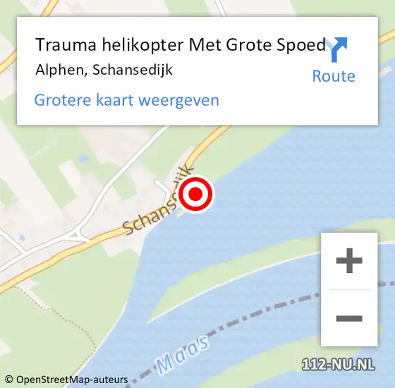 Locatie op kaart van de 112 melding: Trauma helikopter Met Grote Spoed Naar Alphen, Schansedijk op 12 september 2023 19:38