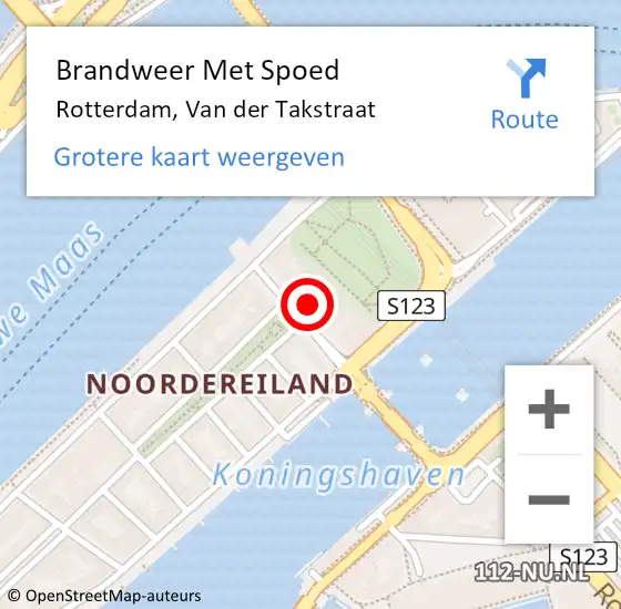 Locatie op kaart van de 112 melding: Brandweer Met Spoed Naar Rotterdam, Van der Takstraat op 12 september 2023 20:23