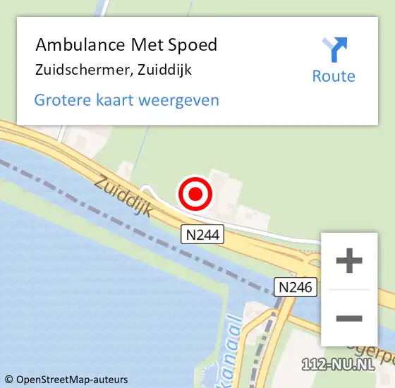 Locatie op kaart van de 112 melding: Ambulance Met Spoed Naar Zuidschermer, Zuiddijk op 12 september 2023 20:26