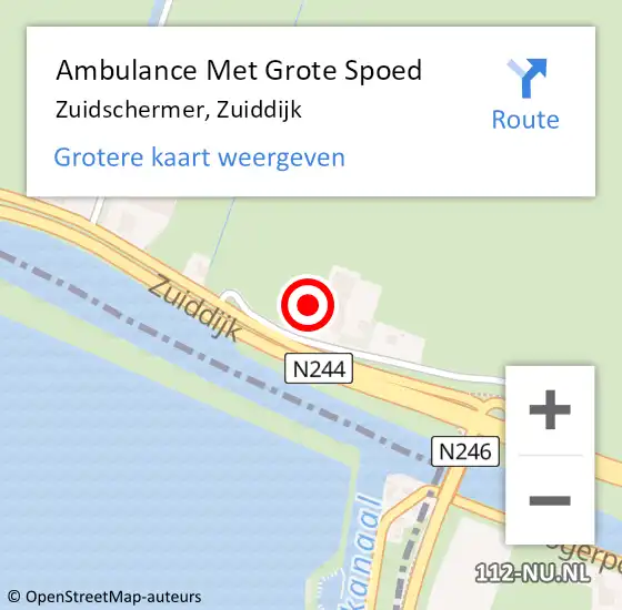 Locatie op kaart van de 112 melding: Ambulance Met Grote Spoed Naar Zuidschermer, Zuiddijk op 12 september 2023 20:30