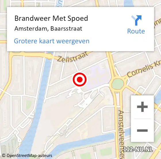 Locatie op kaart van de 112 melding: Brandweer Met Spoed Naar Amsterdam, Baarsstraat op 12 september 2023 21:19