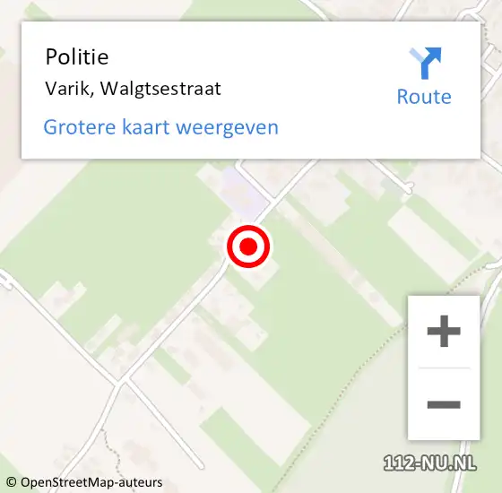 Locatie op kaart van de 112 melding: Politie Varik, Walgtsestraat op 12 september 2023 22:19