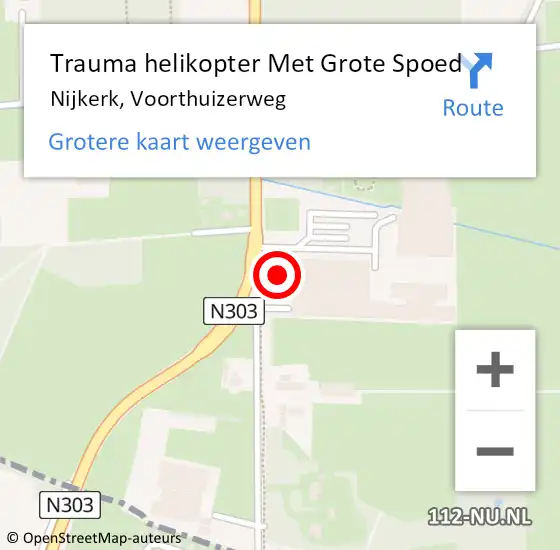 Locatie op kaart van de 112 melding: Trauma helikopter Met Grote Spoed Naar Nijkerk, Voorthuizerweg op 12 september 2023 23:05