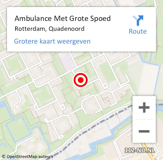 Locatie op kaart van de 112 melding: Ambulance Met Grote Spoed Naar Rotterdam, Quadenoord op 12 september 2023 23:18