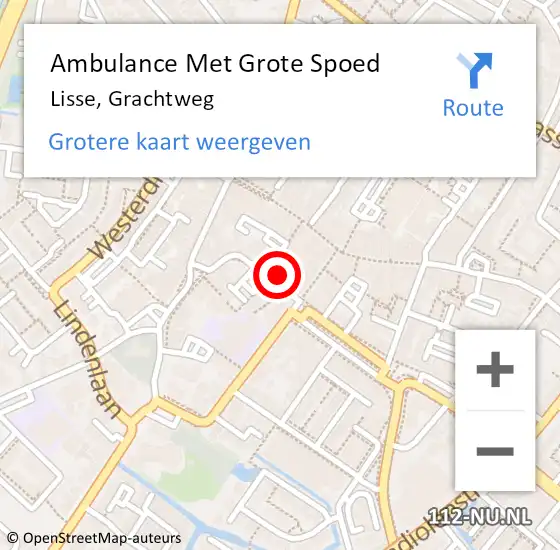 Locatie op kaart van de 112 melding: Ambulance Met Grote Spoed Naar Lisse, Grachtweg op 13 september 2023 04:10