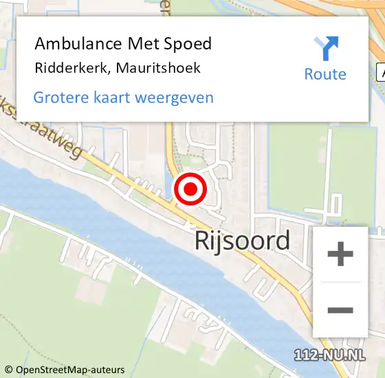 Locatie op kaart van de 112 melding: Ambulance Met Spoed Naar Ridderkerk, Mauritshoek op 13 september 2023 05:20