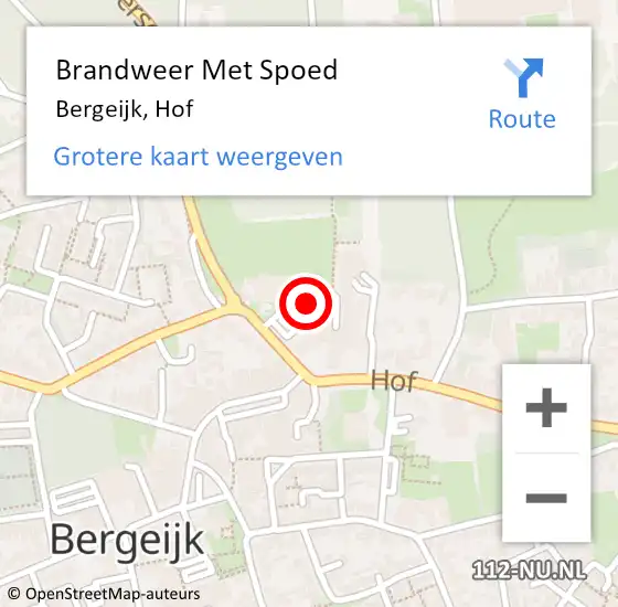 Locatie op kaart van de 112 melding: Brandweer Met Spoed Naar Bergeijk, Hof op 13 september 2023 05:54
