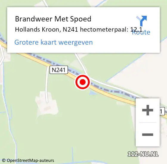 Locatie op kaart van de 112 melding: Brandweer Met Spoed Naar Hollands Kroon, N241 hectometerpaal: 12,1 op 13 september 2023 06:22