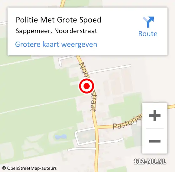 Locatie op kaart van de 112 melding: Politie Met Grote Spoed Naar Sappemeer, Noorderstraat op 13 september 2023 07:05