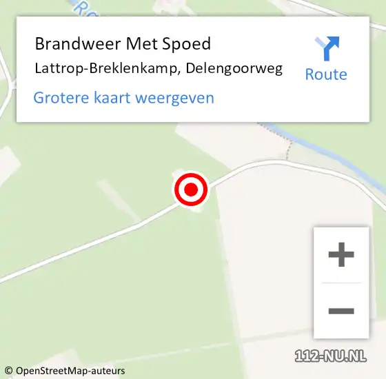 Locatie op kaart van de 112 melding: Brandweer Met Spoed Naar Lattrop-Breklenkamp, Delengoorweg op 13 september 2023 07:23