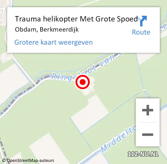 Locatie op kaart van de 112 melding: Trauma helikopter Met Grote Spoed Naar Obdam, Berkmeerdijk op 13 september 2023 09:26