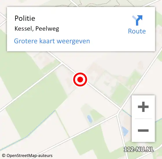 Locatie op kaart van de 112 melding: Politie Kessel, Peelweg op 13 september 2023 10:17