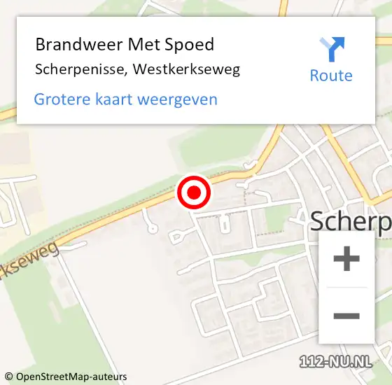 Locatie op kaart van de 112 melding: Brandweer Met Spoed Naar Scherpenisse, Westkerkseweg op 13 september 2023 10:18
