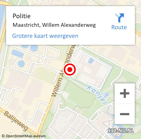 Locatie op kaart van de 112 melding: Politie Maastricht, Willem Alexanderweg op 13 september 2023 12:01
