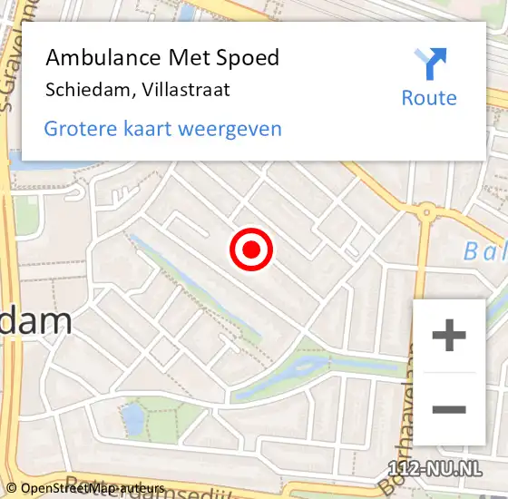 Locatie op kaart van de 112 melding: Ambulance Met Spoed Naar Schiedam, Villastraat op 13 september 2023 12:53