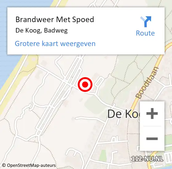Locatie op kaart van de 112 melding: Brandweer Met Spoed Naar De Koog, Badweg op 13 september 2023 13:01