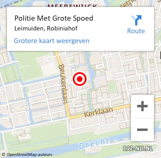 Locatie op kaart van de 112 melding: Politie Met Grote Spoed Naar Leimuiden, Robiniahof op 13 september 2023 13:08