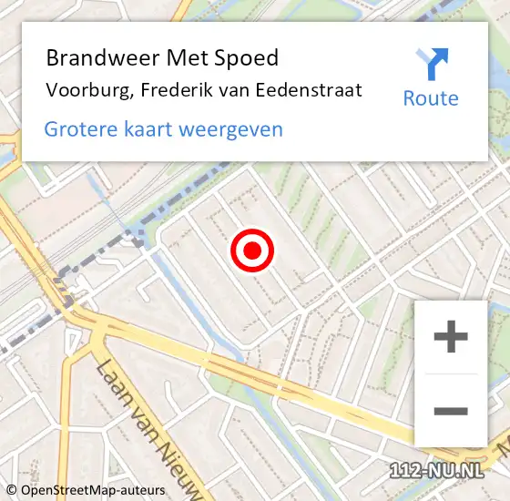 Locatie op kaart van de 112 melding: Brandweer Met Spoed Naar Voorburg, Frederik van Eedenstraat op 13 september 2023 13:36