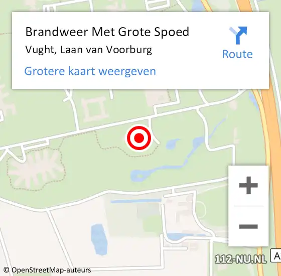 Locatie op kaart van de 112 melding: Brandweer Met Grote Spoed Naar Vught, Laan van Voorburg op 13 september 2023 14:13