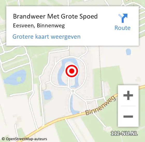 Locatie op kaart van de 112 melding: Brandweer Met Grote Spoed Naar Eesveen, Binnenweg op 13 september 2023 14:16