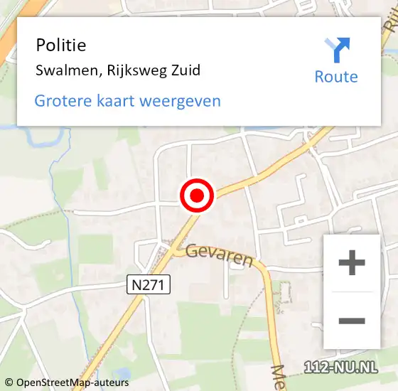 Locatie op kaart van de 112 melding: Politie Swalmen, Rijksweg Zuid op 13 september 2023 14:16