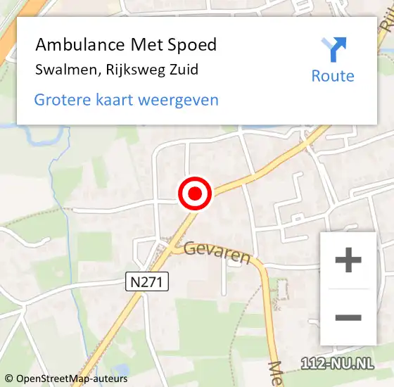 Locatie op kaart van de 112 melding: Ambulance Met Spoed Naar Swalmen, Rijksweg Zuid op 13 september 2023 14:16