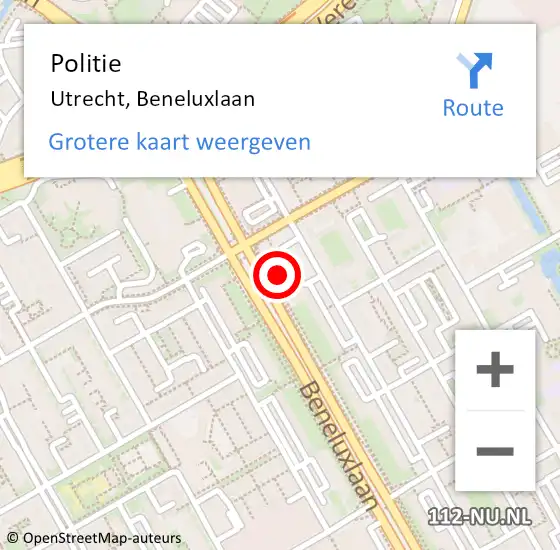 Locatie op kaart van de 112 melding: Politie Utrecht, Beneluxlaan op 13 september 2023 14:23