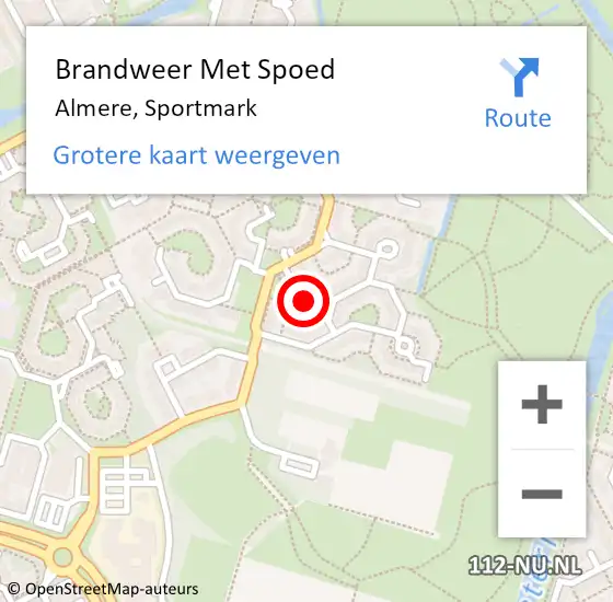 Locatie op kaart van de 112 melding: Brandweer Met Spoed Naar Almere, Sportmark op 13 september 2023 15:39