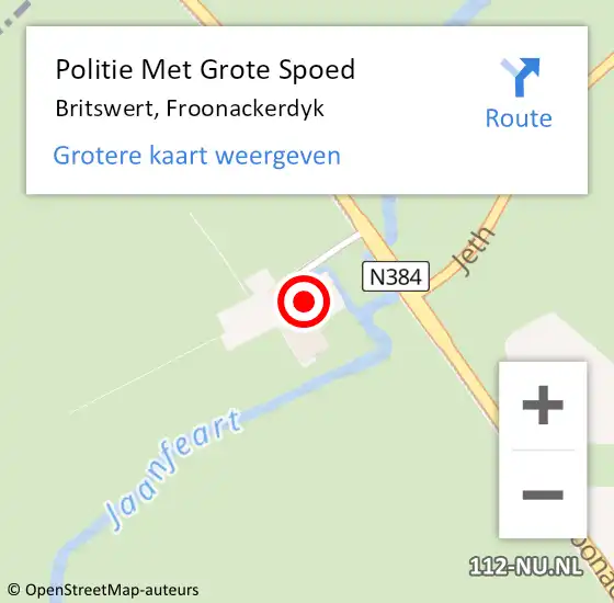 Locatie op kaart van de 112 melding: Politie Met Grote Spoed Naar Britswert, Froonackerdyk op 13 september 2023 15:47