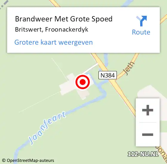 Locatie op kaart van de 112 melding: Brandweer Met Grote Spoed Naar Britswert, Froonackerdyk op 13 september 2023 15:47