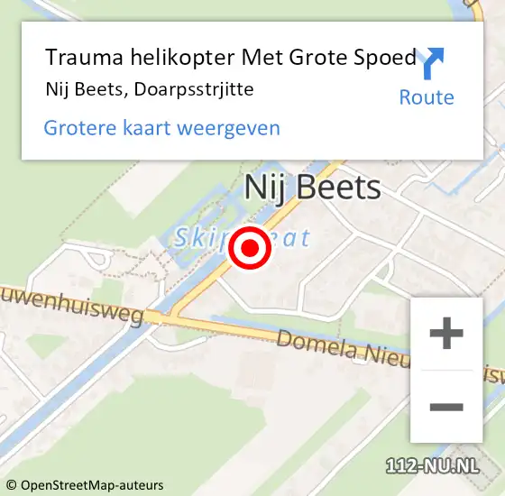 Locatie op kaart van de 112 melding: Trauma helikopter Met Grote Spoed Naar Nij Beets, Doarpsstrjitte op 13 september 2023 16:06