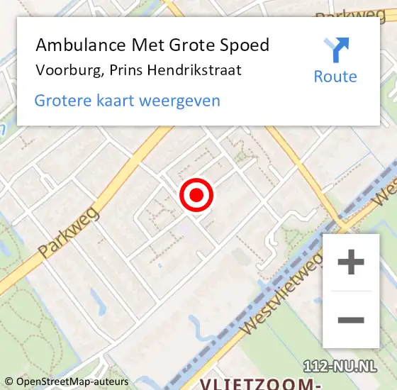 Locatie op kaart van de 112 melding: Ambulance Met Grote Spoed Naar Voorburg, Prins Hendrikstraat op 13 september 2023 17:01