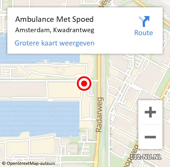 Locatie op kaart van de 112 melding: Ambulance Met Spoed Naar Amsterdam, Kwadrantweg op 13 september 2023 17:13