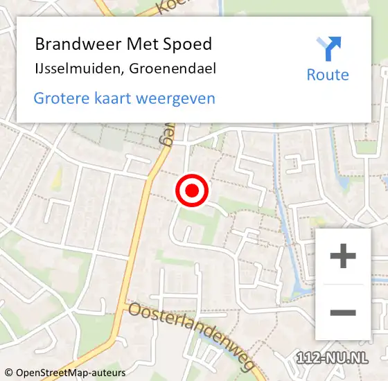 Locatie op kaart van de 112 melding: Brandweer Met Spoed Naar IJsselmuiden, Groenendael op 13 september 2023 17:15