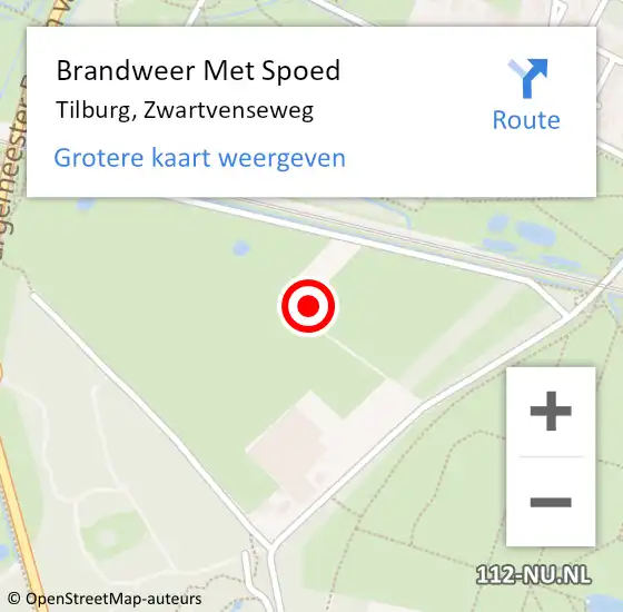 Locatie op kaart van de 112 melding: Brandweer Met Spoed Naar Tilburg, Zwartvenseweg op 13 september 2023 17:59