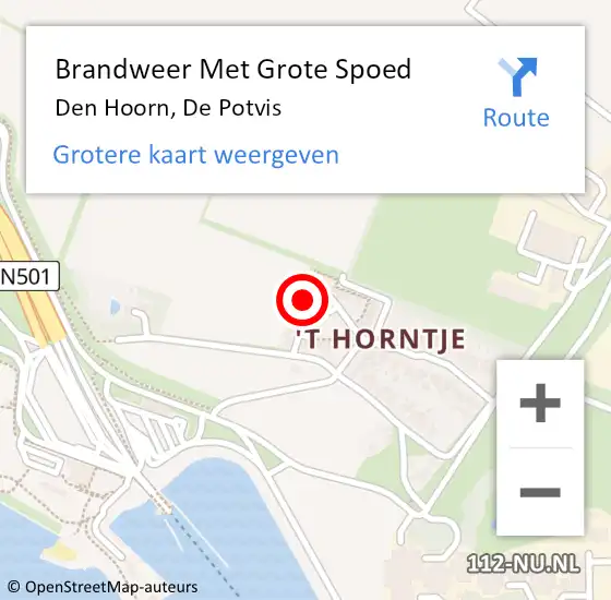 Locatie op kaart van de 112 melding: Brandweer Met Grote Spoed Naar Den Hoorn, De Potvis op 13 september 2023 19:59