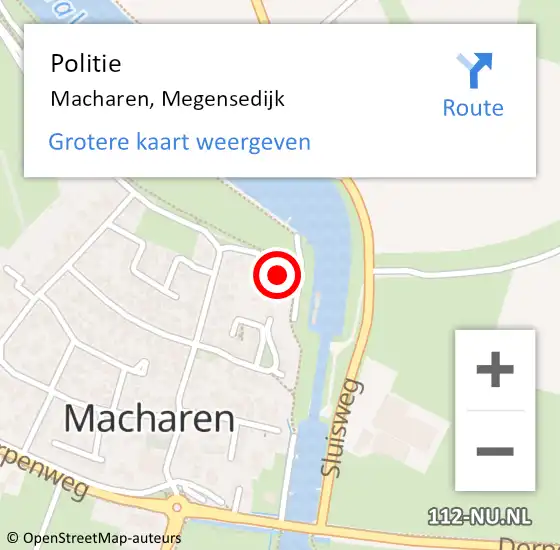 Locatie op kaart van de 112 melding: Politie Macharen, Megensedijk op 13 september 2023 20:56