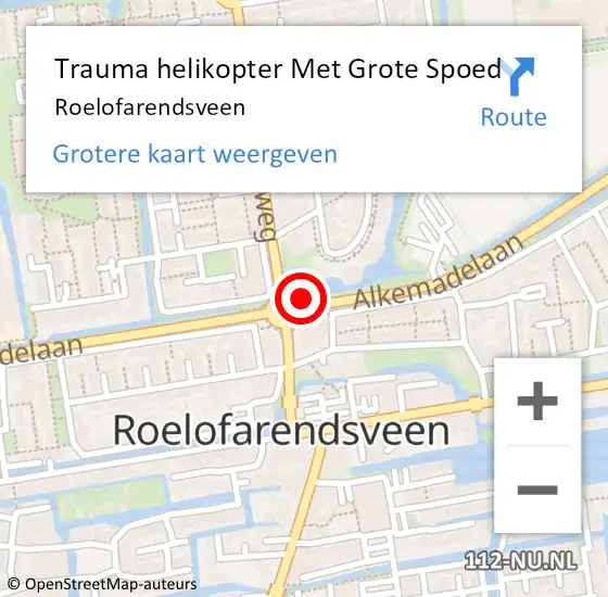Locatie op kaart van de 112 melding: Trauma helikopter Met Grote Spoed Naar Roelofarendsveen op 13 september 2023 22:15