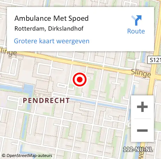 Locatie op kaart van de 112 melding: Ambulance Met Spoed Naar Rotterdam, Dirkslandhof op 13 september 2023 23:06