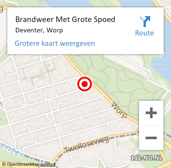 Locatie op kaart van de 112 melding: Brandweer Met Grote Spoed Naar Deventer, Worp op 14 september 2023 03:37