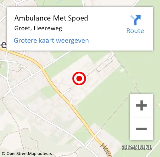 Locatie op kaart van de 112 melding: Ambulance Met Spoed Naar Groet, Heereweg op 14 september 2023 05:18