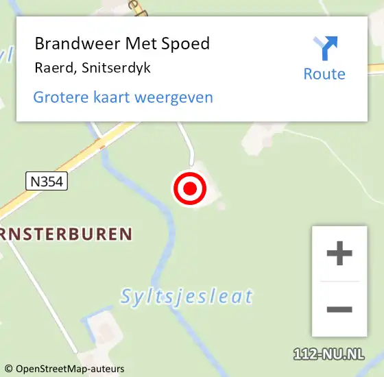 Locatie op kaart van de 112 melding: Brandweer Met Spoed Naar Raerd, Snitserdyk op 14 september 2023 05:35