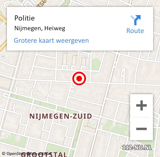 Locatie op kaart van de 112 melding: Politie Nijmegen, Heiweg op 14 september 2023 08:16